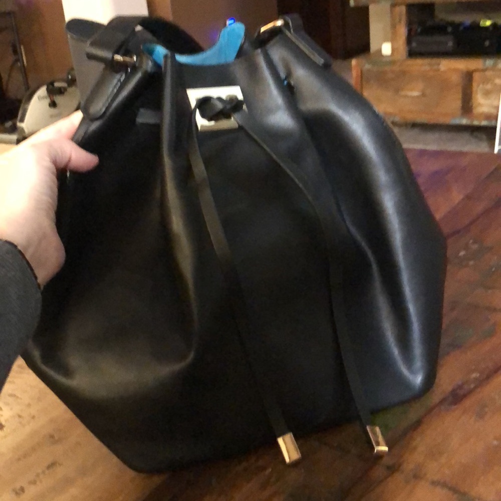 Black Faux Leather Crossbody Bag